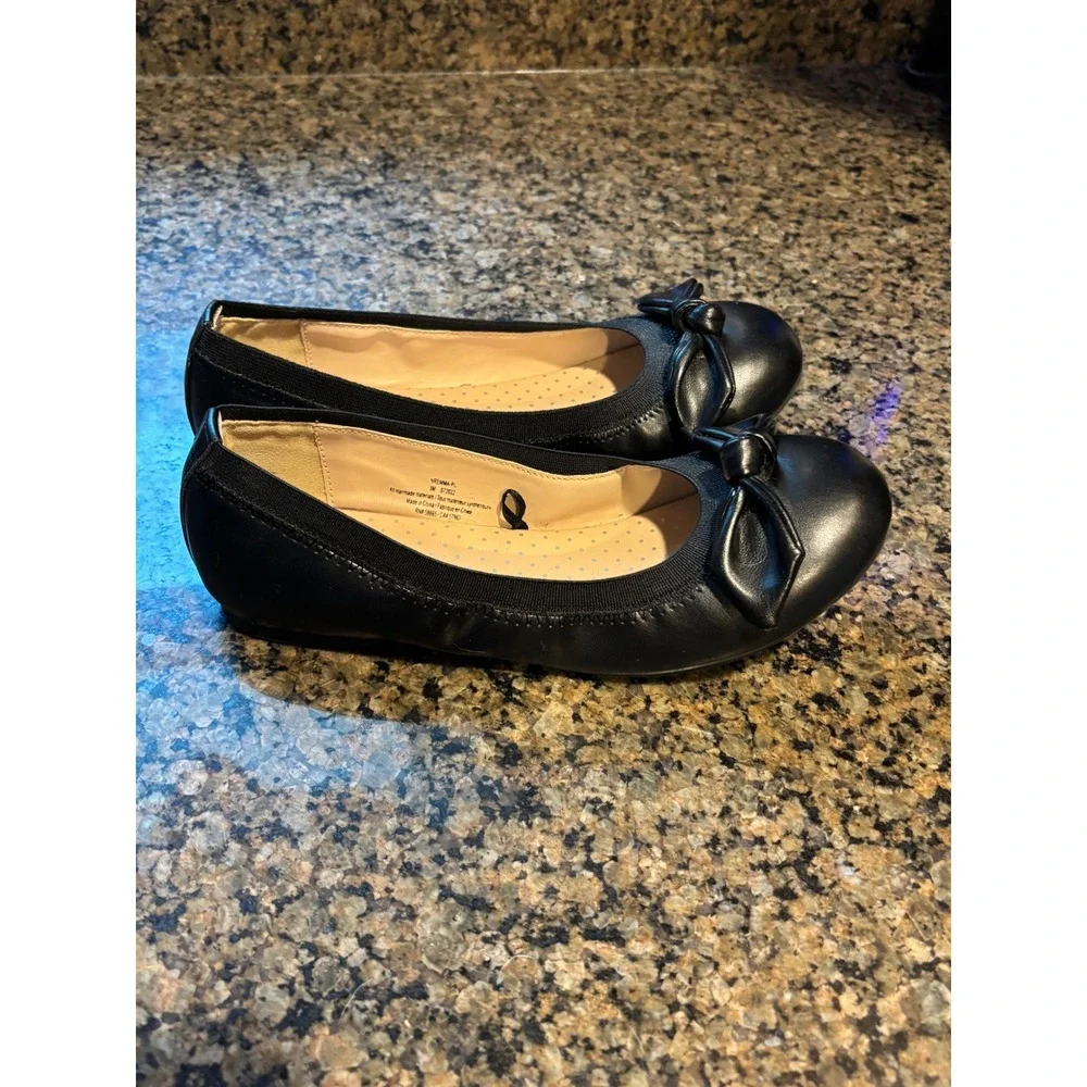 Nordstrom Rack NREMMA-PU Kids Black Bow Ballet Flats Size 3M Dress Shoes